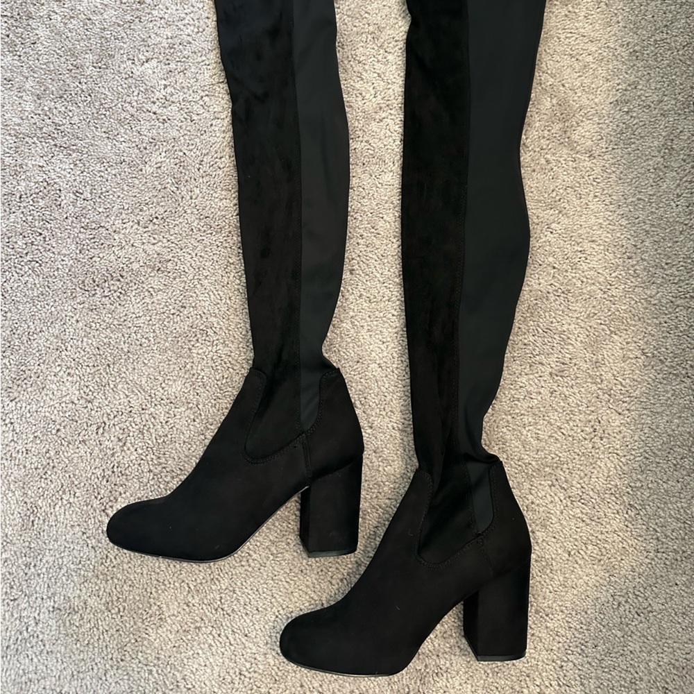 Black thick high tight over the knee boots